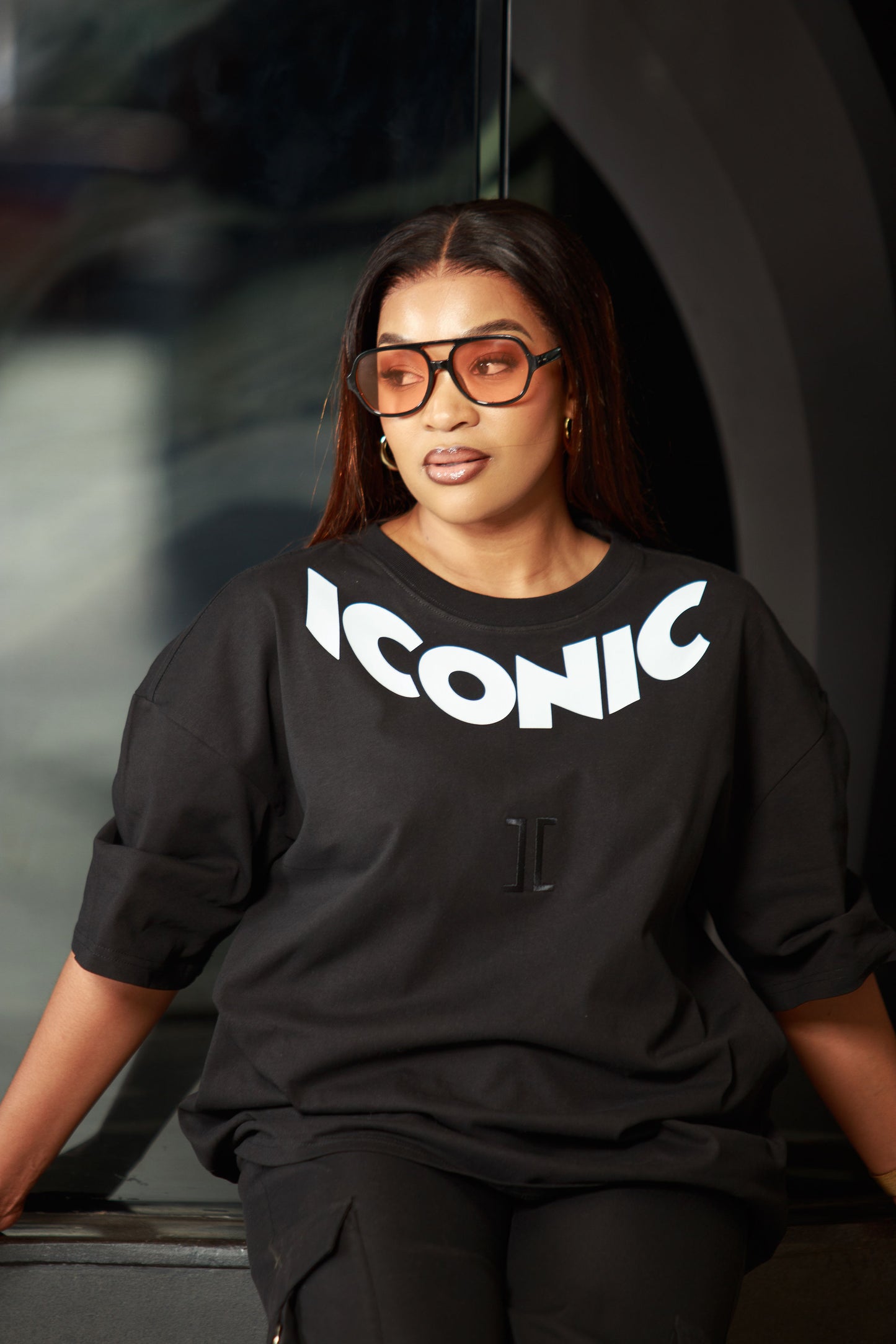 Iconic Curved Neck Print T-shirt