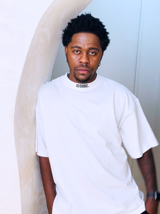 Iconic Neck Print White T-Shirt