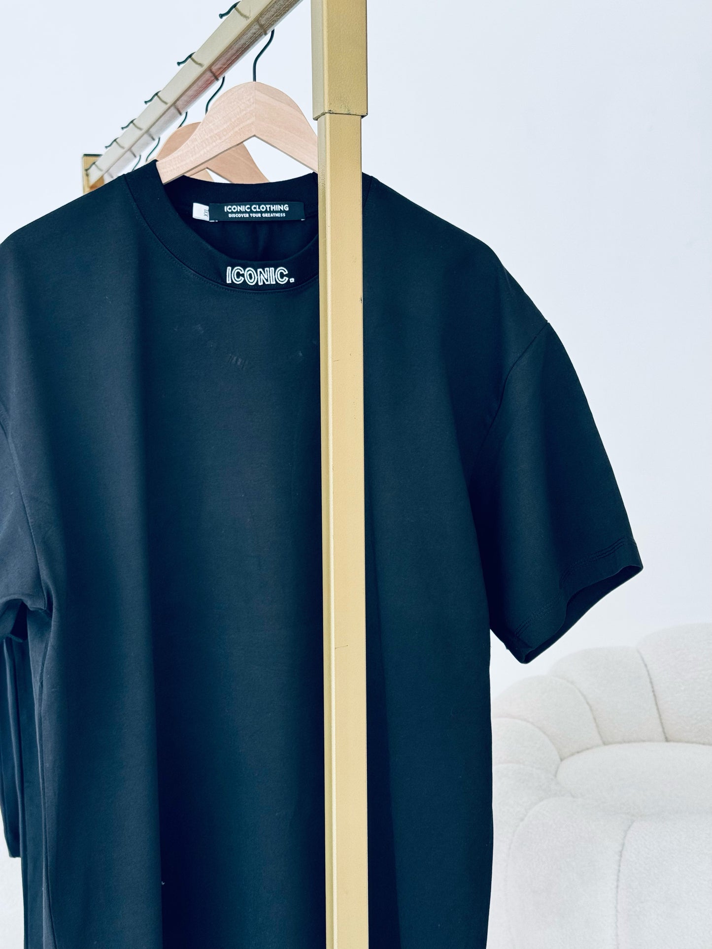 Black Iconic Neck Print T-Shirt