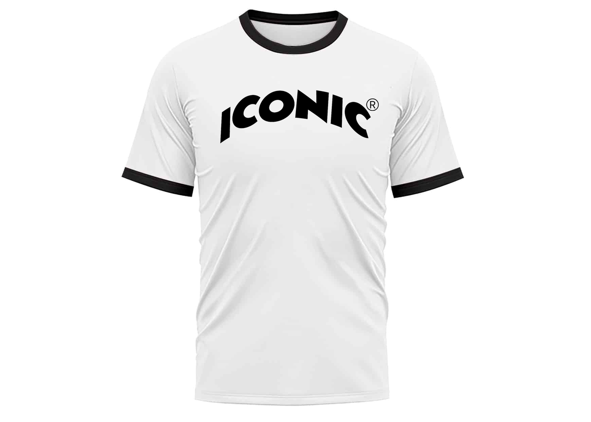 B/W Contrast Curved Iconic Print T-Shirt