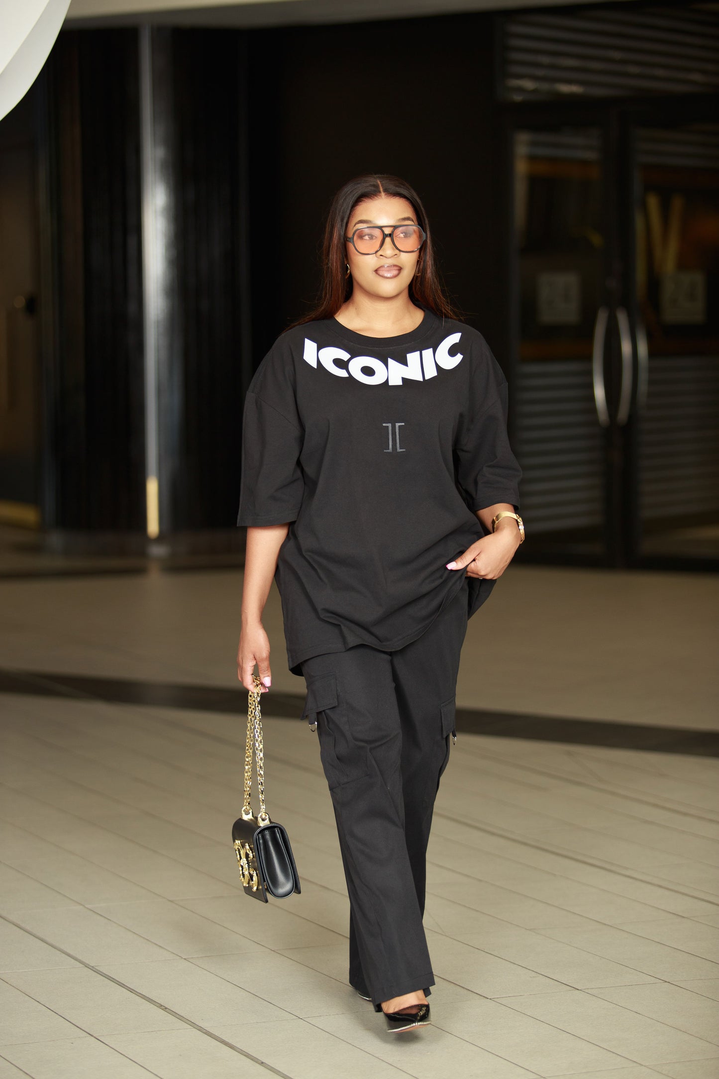 Iconic Curved Neck Print T-shirt