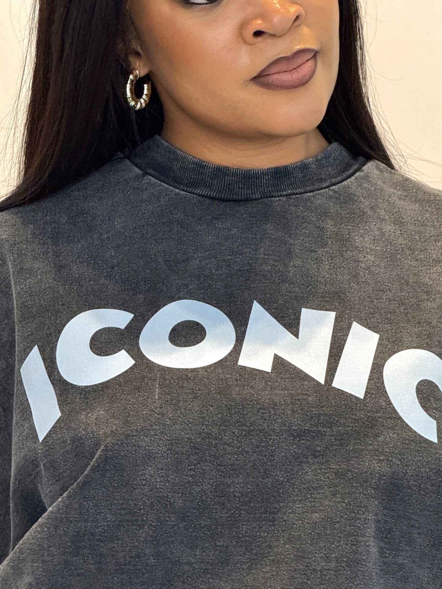 B. Iconic Charcoal Grey Oversized Sweater