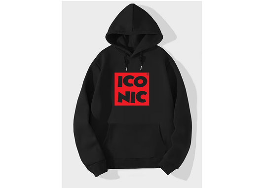 Black Iconic Red Square Logo Hoodie