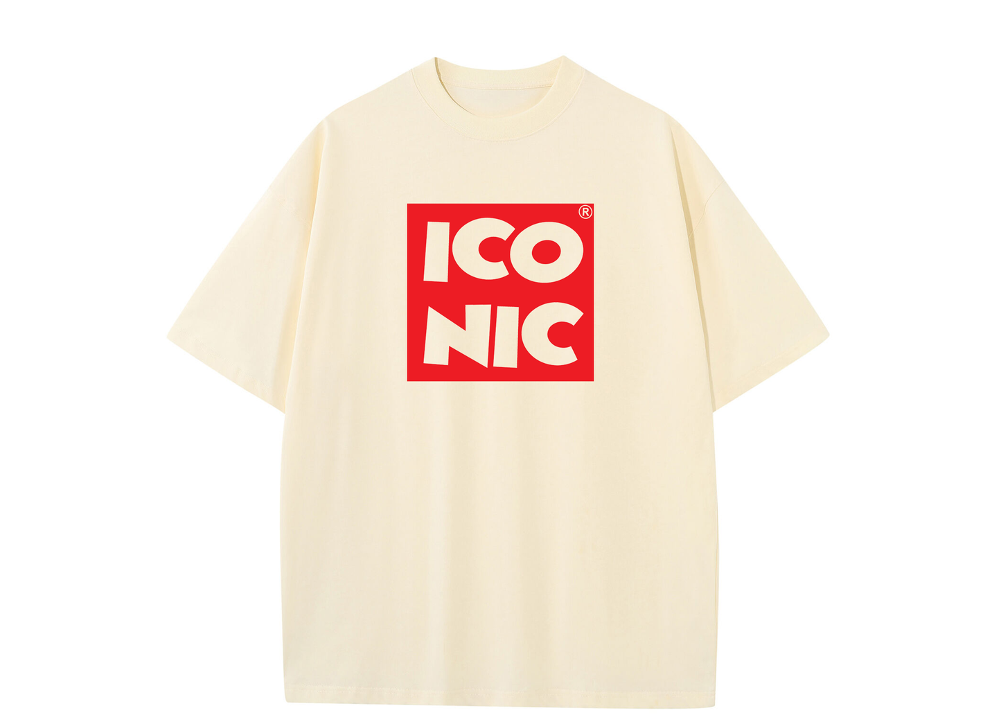 Cream White Iconic Red Square Logo T-Shirt