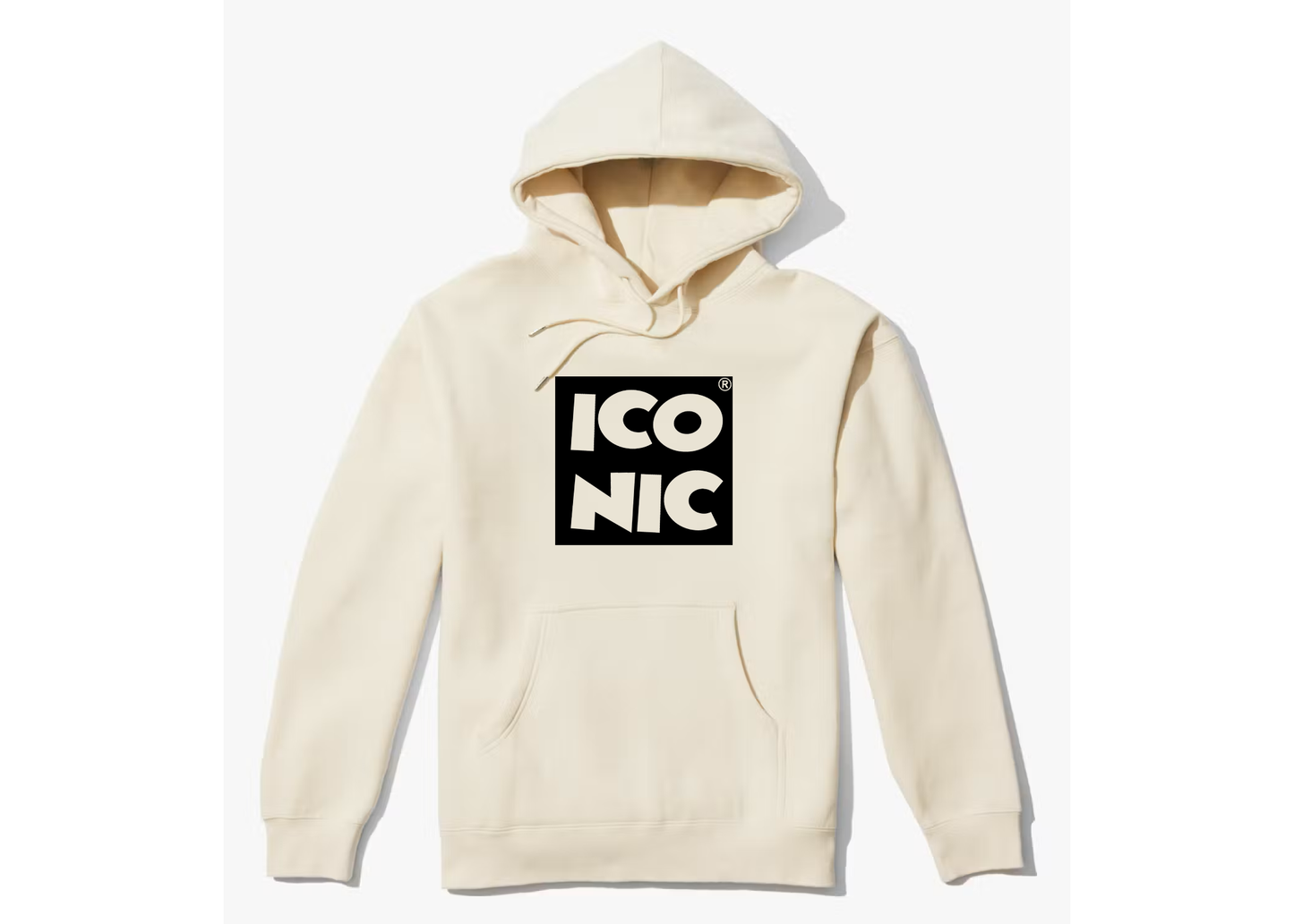 Cream White Iconic Square Logo Hoodie
