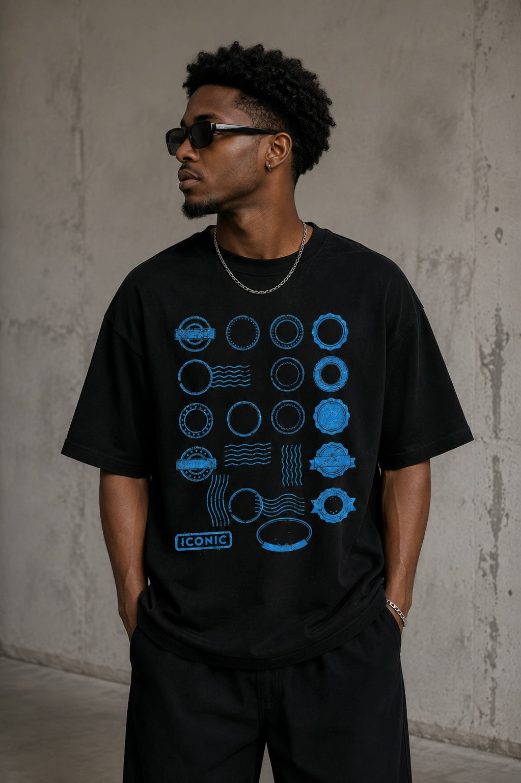 Black/White Iconic Unisex Postage Stamp T-Shirt